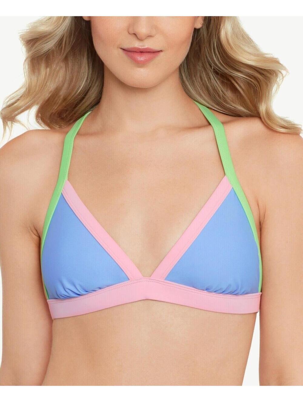 Salt + Cove Womens Juniors' X-Back Triangle Bikini Top Swimwear Multi Medium new